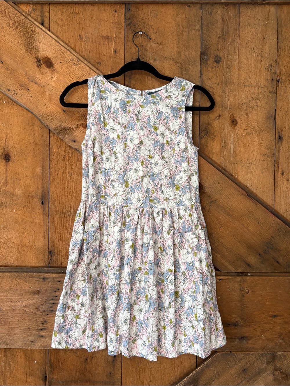 Modcloth Floral Sleeveless Mini Dress — White, Blue & Pink